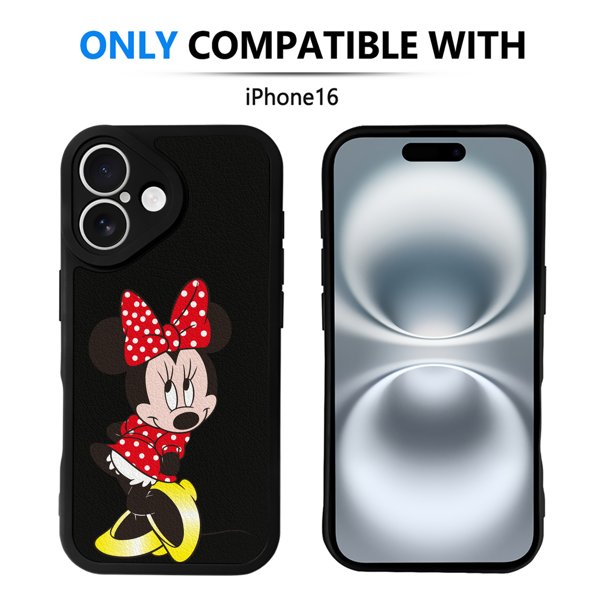 （画像用） ミッキーマウス Mickey Mouse 【iPhone 16シリーズ対応】シリコンスマホケース（レザー調） 材質：シリコン